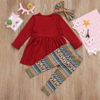 Red Long Sleeve Shirt 3Pcs Girl Outfit Thanksgiving - Image 6