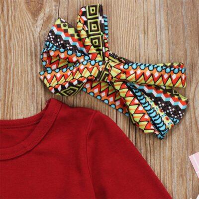 Red Long Sleeve Shirt 3Pcs Girl Outfit Thanksgiving - Image 2