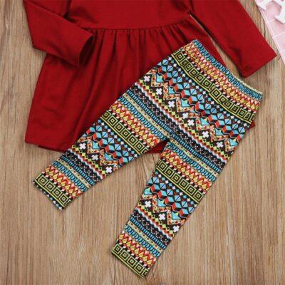 Red Long Sleeve Shirt 3Pcs Girl Outfit Thanksgiving - Image 5