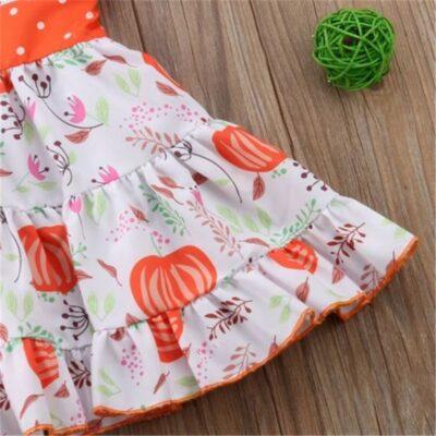 Thanksgiving Floral/Pumpkin Dress - Image 3