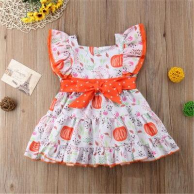 Thanksgiving Floral/Pumpkin Dress - Image 2