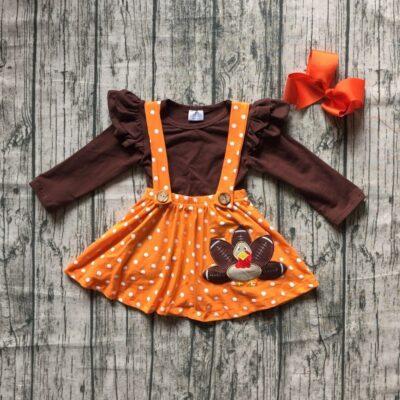 Thankgiving Strap Dress T-Shirt Matching Bow - Image 2