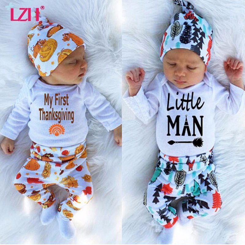 Autum/Thanksgiving Bodysuit Pant Hat 3Pcs Sets