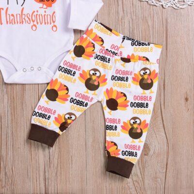 My first Thanksgiving Bodysuit Pants Hat 3pcs Set - Image 6