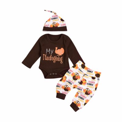 My first Thanksgiving Bodysuit Pants Hat 3pcs Set