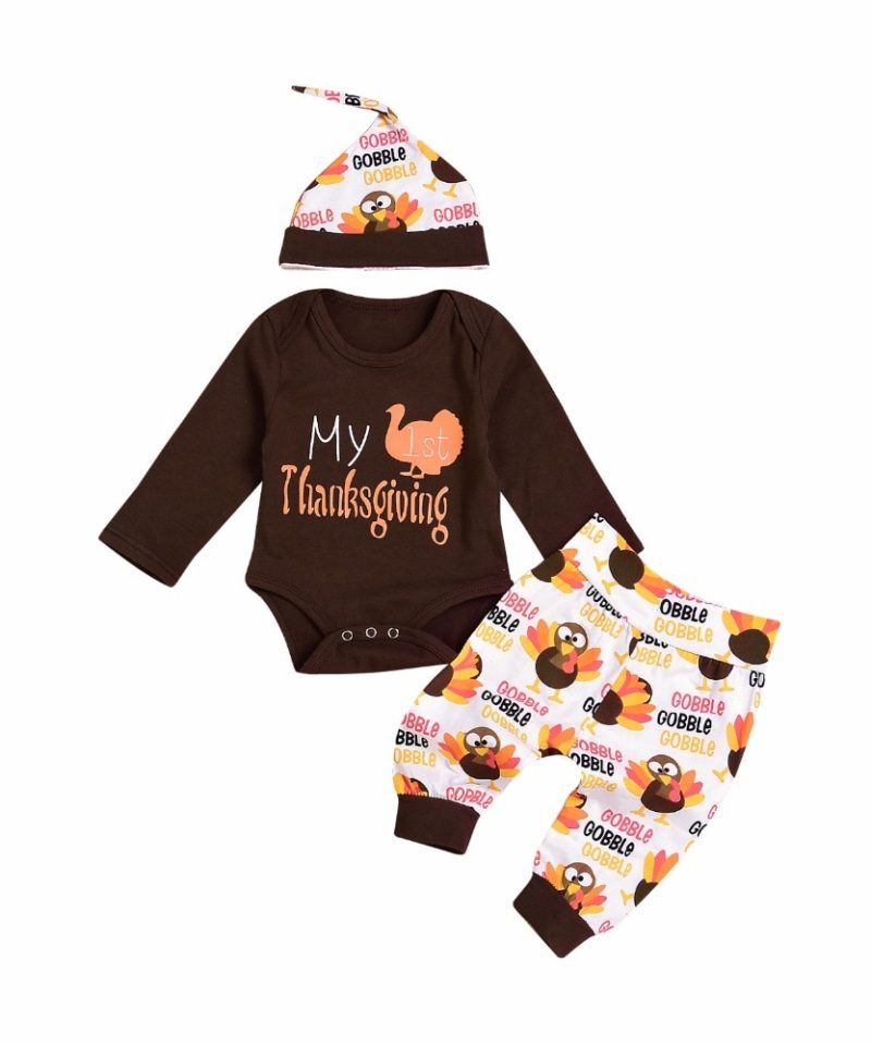 My first Thanksgiving Bodysuit Pants Hat 3pcs Set