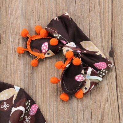 Thanksgiving Romper Tassel Bow Headband 2Pcs - Image 6