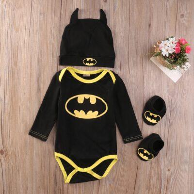 Cool Batman Boys Onesie Shoes Hat 3pcs Outfits Set