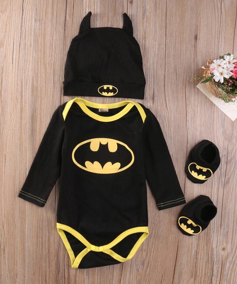 Cool Batman Boys Onesie Shoes Hat 3pcs Outfits Set
