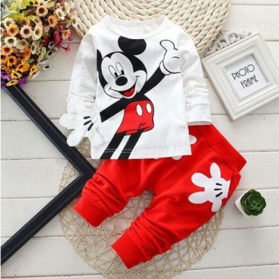 Mickey Mouse Long Sleeve T-shirts Pants 2Pcs Set